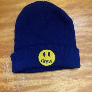 Drew Navy Blue Smiley Face Foldable Beanie Hat Men One Size